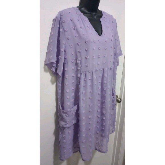 MIHOLL Womens V Neck Short Sleeve Ruffle Loose Summer Flowy Mini Dress XXL - Picture 5 of 13